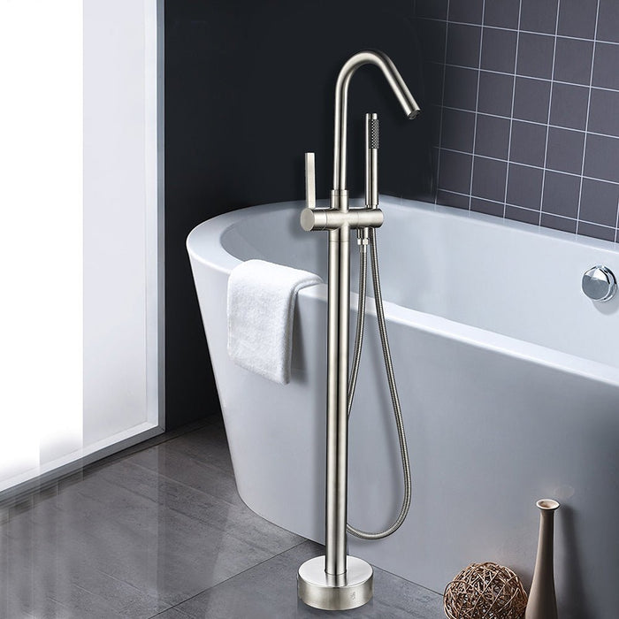 40" Bathtub Faucet Tub Filler Freestanding Floor Mounted Single Handle Mixer Tap UPC-Certified with Handheld Shower - VA2034 - HomeBeyond