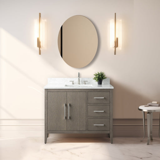 42” Single Sink Bathroom Vanity Cabinet with Engineered Marble Top - HomeBeyond