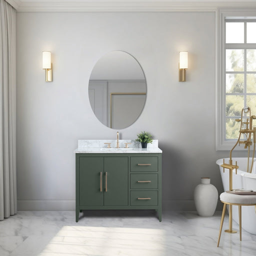42” Single Sink Bathroom Vanity Cabinet with Engineered Marble Top - HomeBeyond