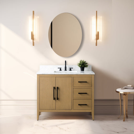 42” Single Sink Bathroom Vanity Cabinet with Engineered Marble Top - HomeBeyond