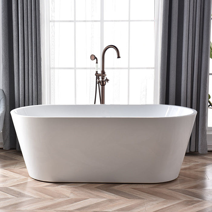 47" Freestanding Bathtub Faucet Tub Filler Floor Mounted Single Handle Mixer Tap with Handheld Shower - VA2029 - HomeBeyond