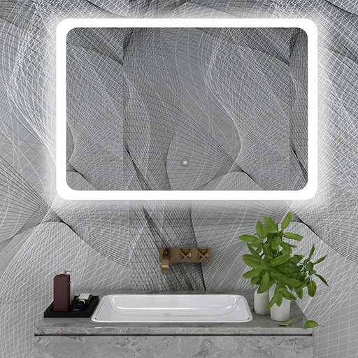 47" x 28" Large Rectangular Frameless LED Lighted Bathroom Wall Mounted Vanity Mirror - HomeBeyond