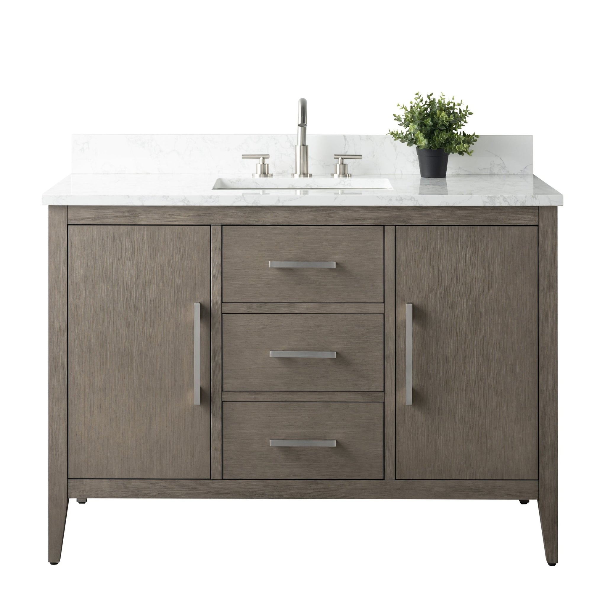 48” Single Sink Bathroom Vanity Cabinet with Engineered Marble Top ...