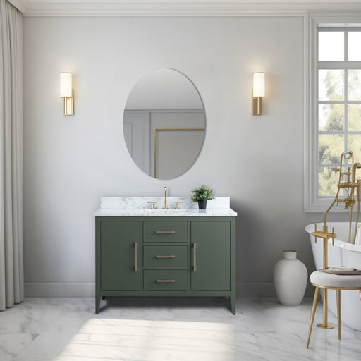 48” Single Sink Bathroom Vanity Cabinet with Engineered Marble Top - HomeBeyond