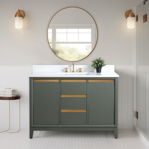 48" Single Sink Bathroom Vanity with Engineered Marble Top - HomeBeyond