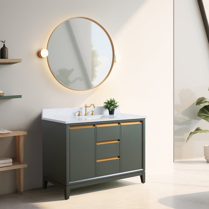 48" Single Sink Bathroom Vanity with Engineered Marble Top - HomeBeyond