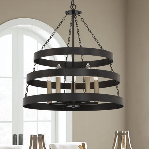 5 Candle Light Style Wagon Wheel Chandelier Light Fixture - HomeBeyond