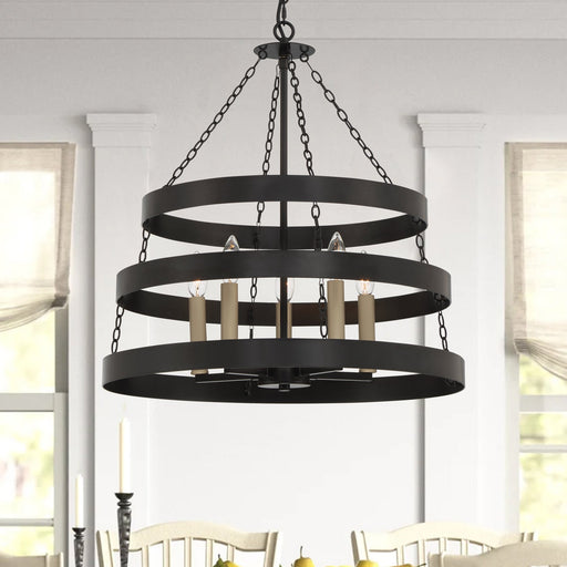 5 Candle Light Style Wagon Wheel Chandelier Light Fixture - HomeBeyond