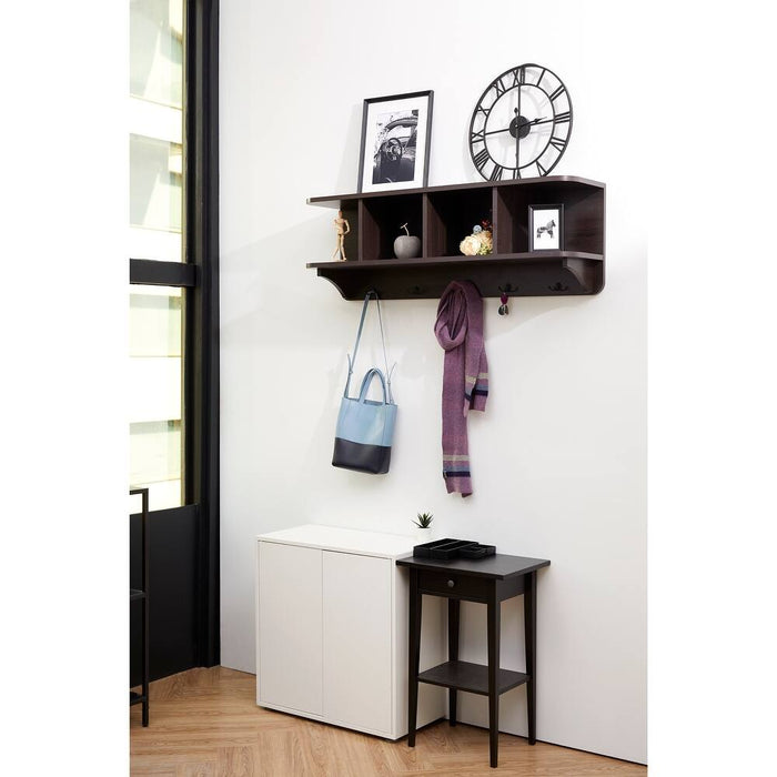 5 Hook Wall Mounted Coat Rack with Storage Hanging Shelf Entryway Organizer - HomeBeyond
