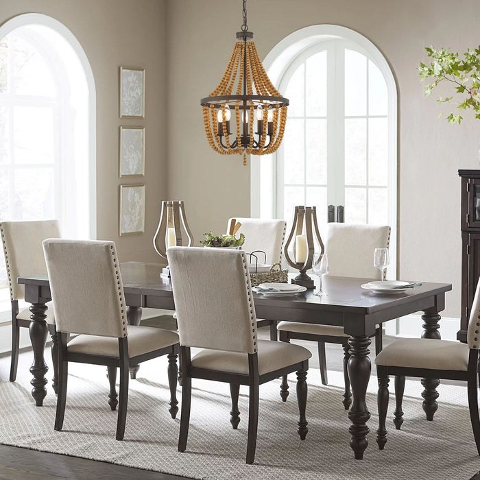 5 Light Candle Style Empire Chandelier with Beaded Accents - HomeBeyond