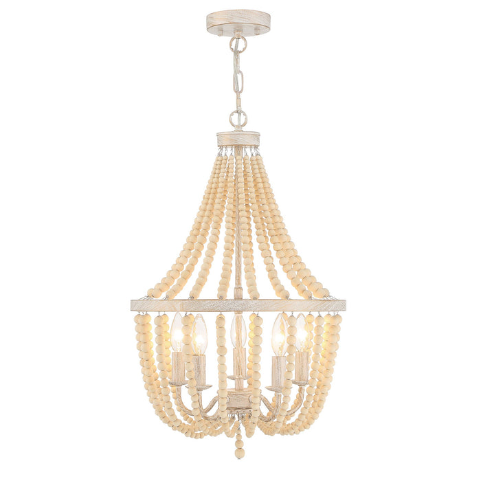 5 Light Candle Style Empire Chandelier with Beaded Accents - HomeBeyond