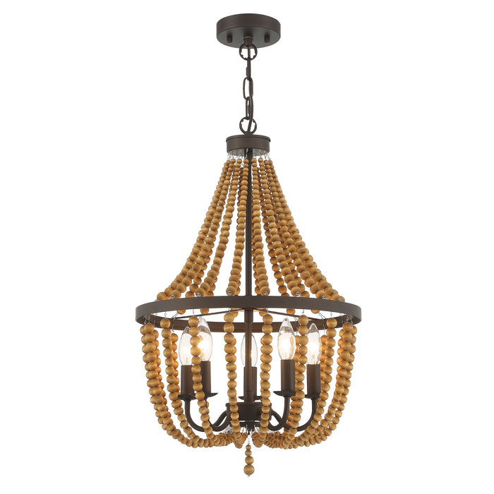 5 Light Candle Style Empire Chandelier with Beaded Accents - HomeBeyond