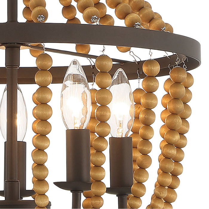 5 Light Candle Style Empire Chandelier with Beaded Accents - HomeBeyond