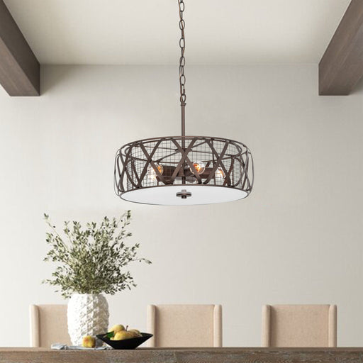 5 Light Dimmable Drum Style Chandelier, Modern Hanging Lighting, Ceiling Lights Fixtures - HomeBeyond