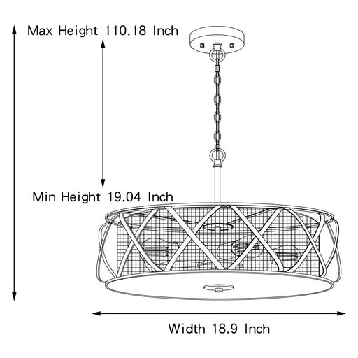 5 Light Dimmable Drum Style Chandelier, Modern Hanging Lighting, Ceiling Lights Fixtures - HomeBeyond