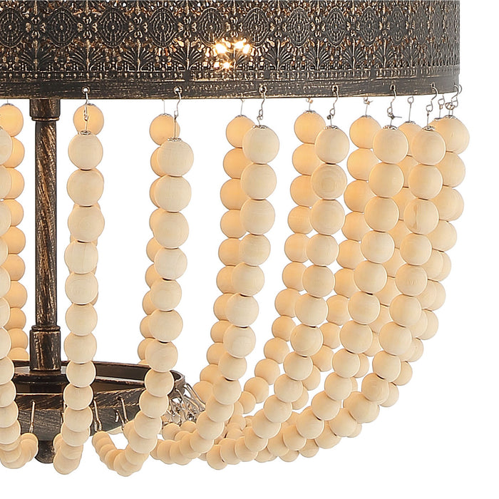 5 Light Unique Empire Chandelier with Beaded Accents - HomeBeyond