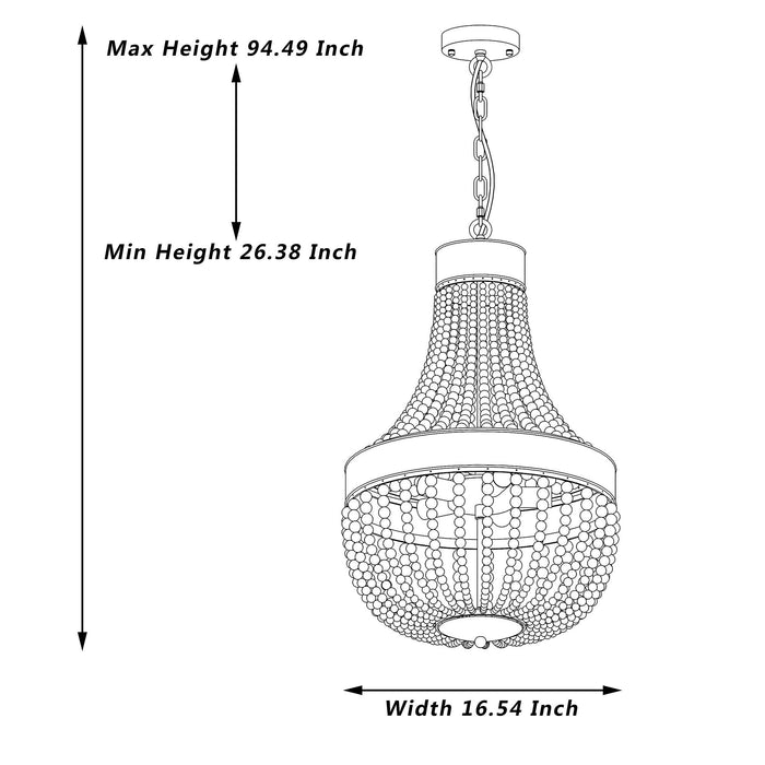 5 Light Unique Empire Chandelier with Beaded Accents - HomeBeyond