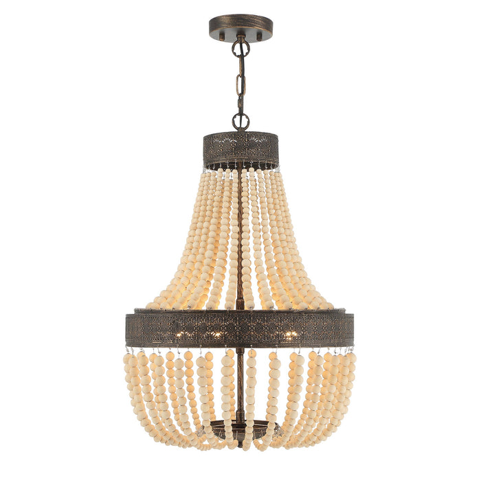 5 Light Unique Empire Chandelier with Beaded Accents - HomeBeyond