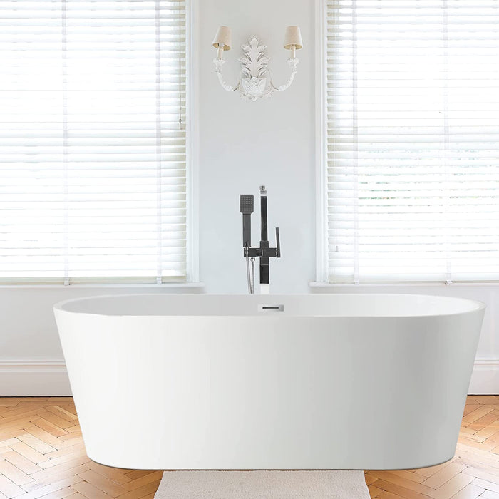 54" Freestanding White Acrylic Bathtub - HomeBeyond