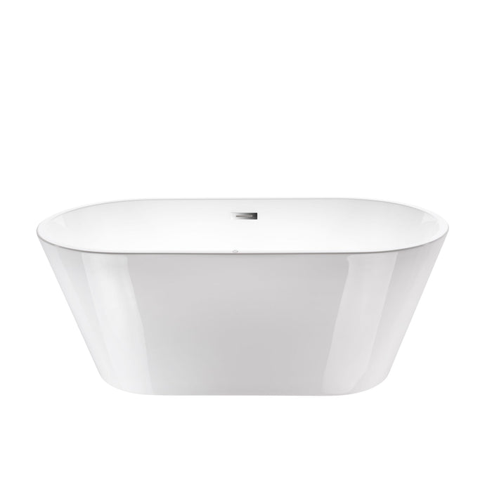 54" X 29" Non-Slip White Acrylic Freestanding Soaking Bathtub with Air Bath Option Available - HomeBeyond