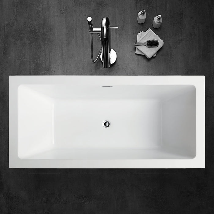 59" or 66.9" Freestanding White Acrylic Bathtub - HomeBeyond