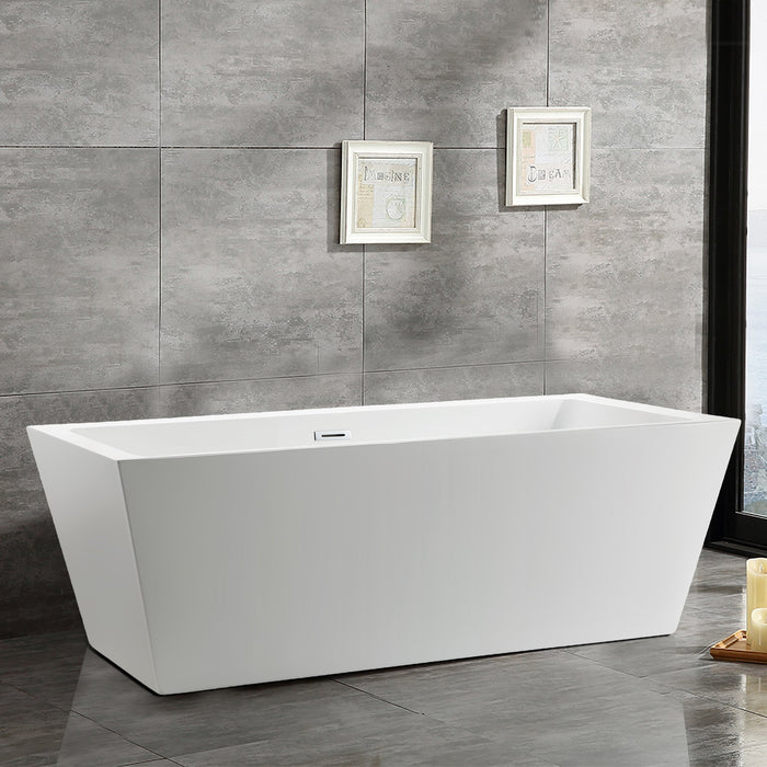 59" or 66.9" Freestanding White Acrylic Bathtub - HomeBeyond