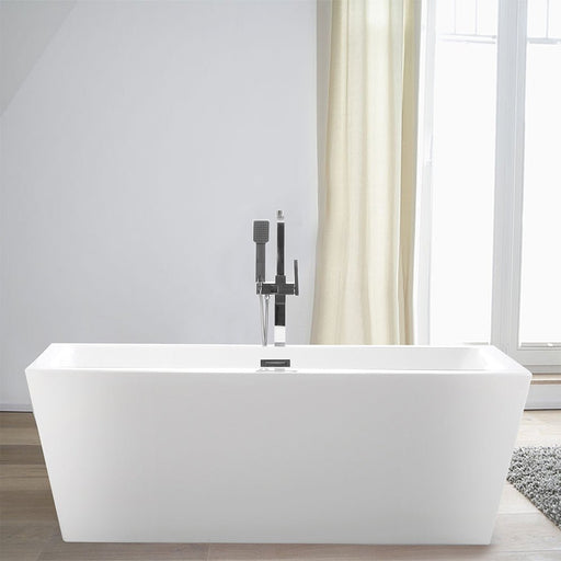 59" or 66.9" Freestanding White Acrylic Bathtub - HomeBeyond