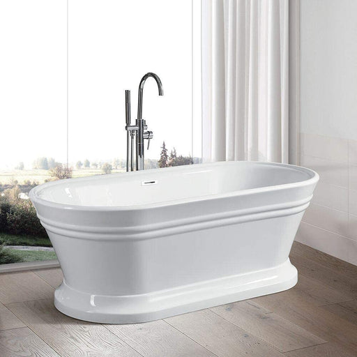 59" or 67" Freestanding White Acrylic Bathtub - HomeBeyond
