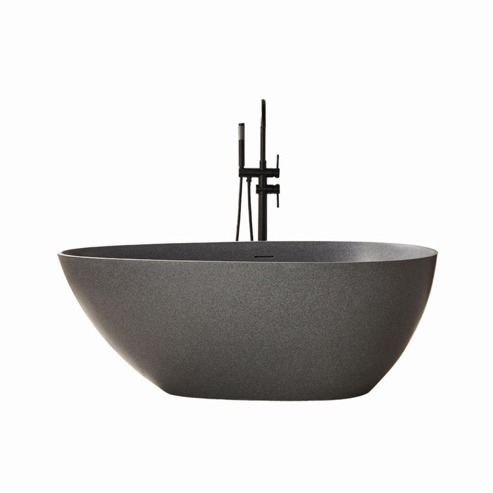 59" or 67" Oval Shaped Stone Resin Freestanding Bathtub, with Overflow and Integrated Pop Up Drain - HomeBeyond