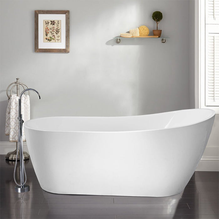 59" X 29" Freestanding White Acrylic Bathtub - HomeBeyond