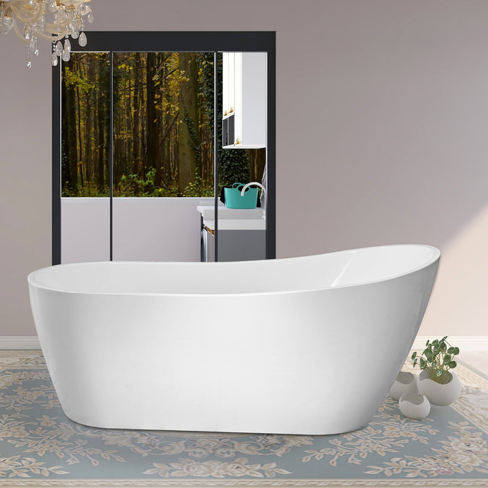 59" X 29" Freestanding White Acrylic Bathtub - HomeBeyond