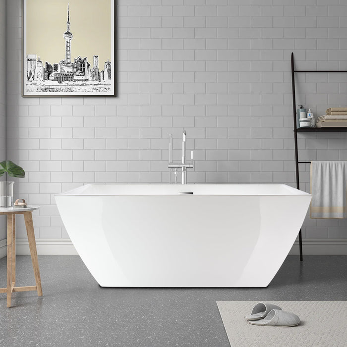 59" x 30" Freestanding Acrylic Soaking Bathtub - HomeBeyond