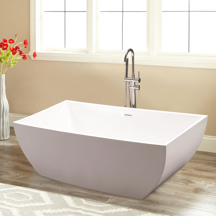 59" x 30" Freestanding Acrylic Soaking Bathtub - HomeBeyond