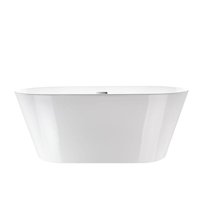 59" X 30" Non-Slip White Acrylic Freestanding Soaking Bathtub with Air Bath Option Available - HomeBeyond