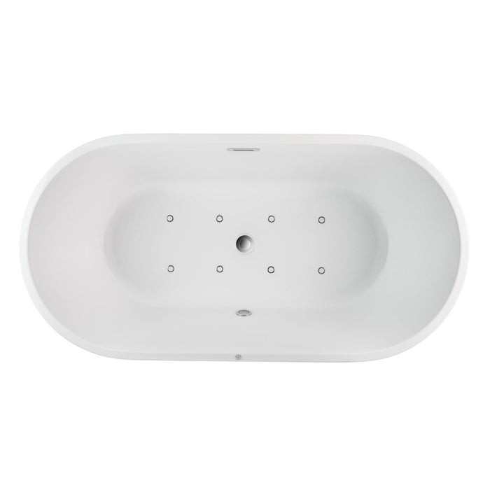 59" X 30" Non-Slip White Acrylic Freestanding Soaking Bathtub with Air Bath Option Available - HomeBeyond