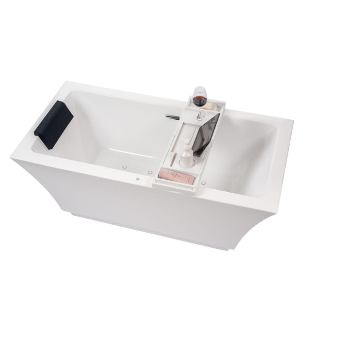 59" X 30" White Acrylic Freestanding Bathtub with Air Bubble System - HomeBeyond
