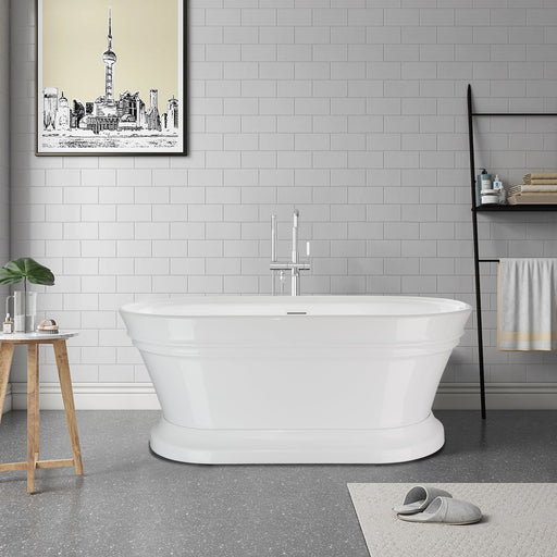 59" X 30" White Acrylic Freestanding Bathtub with Air Bubble System - HomeBeyond