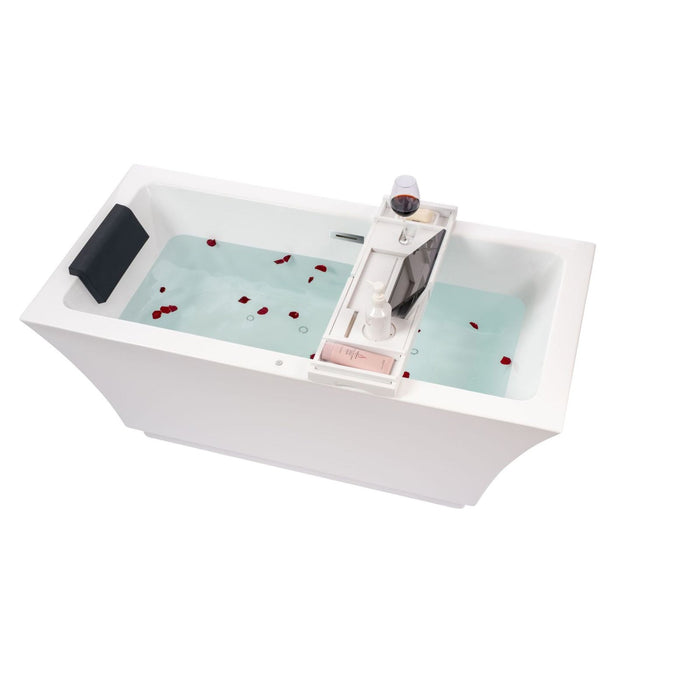 59" X 30" White Acrylic Freestanding Bathtub with Air Bubble System - HomeBeyond