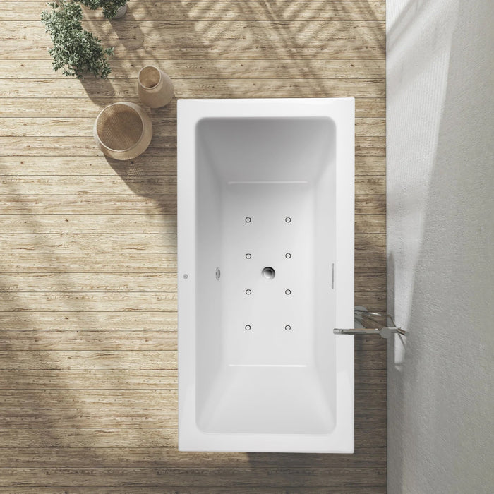 59" X 30" White Acrylic Freestanding Bathtub with Air Bubble System - HomeBeyond