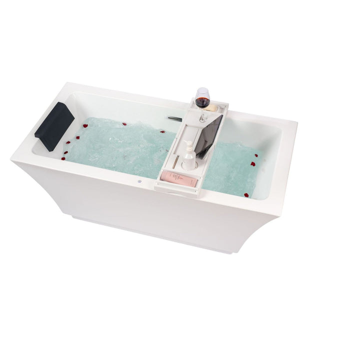 59" X 30" White Acrylic Freestanding Bathtub with Air Bubble System - HomeBeyond