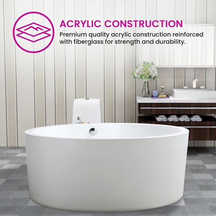 59" x 59" Freestanding Acrylic Bathtub - HomeBeyond