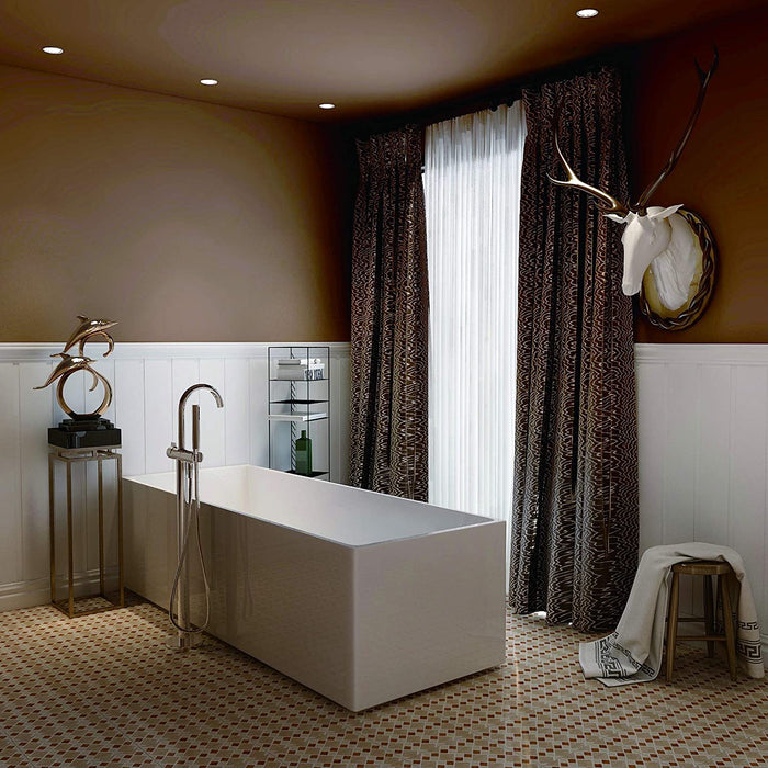 59" x 67" Freestanding Acrylic Bathtub - HomeBeyond