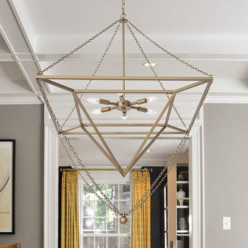 6 Light Dimmable Geometric Chandelier, Modern Hanging Lighting, Ceiling Lights Fixtures - HomeBeyond