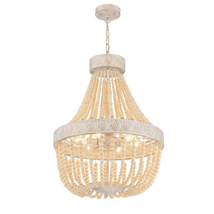 6 Light Unique Tiered Chandelier with Beaded Accents - HomeBeyond