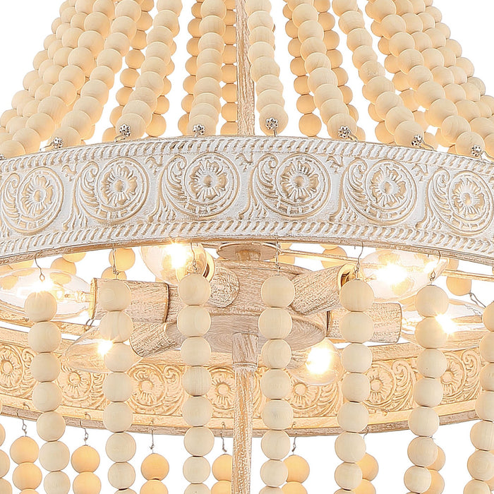 6 Light Unique Tiered Chandelier with Beaded Accents - HomeBeyond