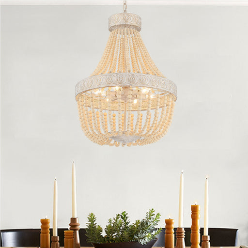 6 Light Unique Tiered Chandelier with Beaded Accents - HomeBeyond