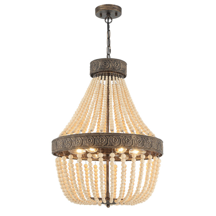 6 Light Unique Tiered Chandelier with Beaded Accents - HomeBeyond