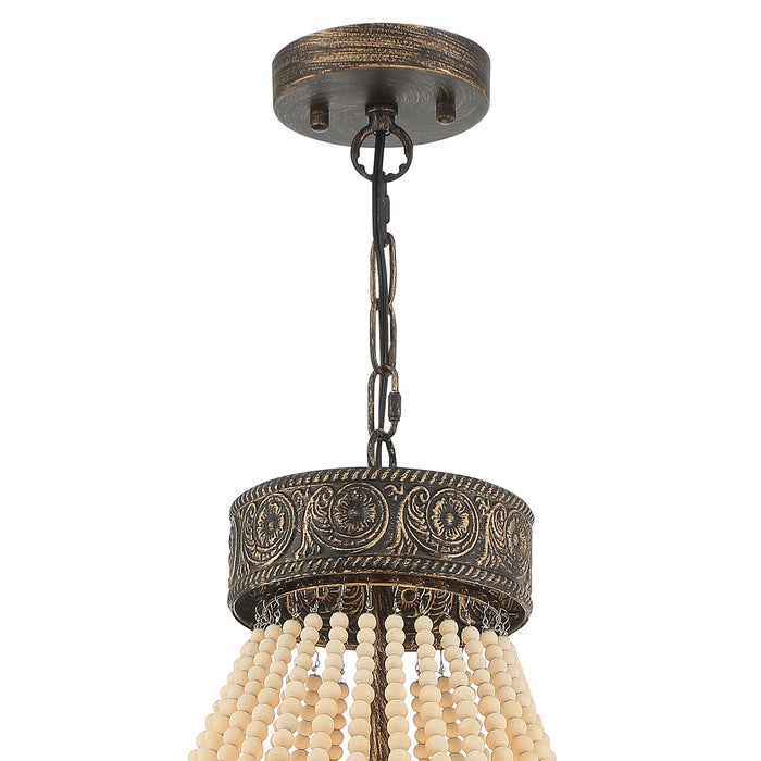 6 Light Unique Tiered Chandelier with Beaded Accents - HomeBeyond