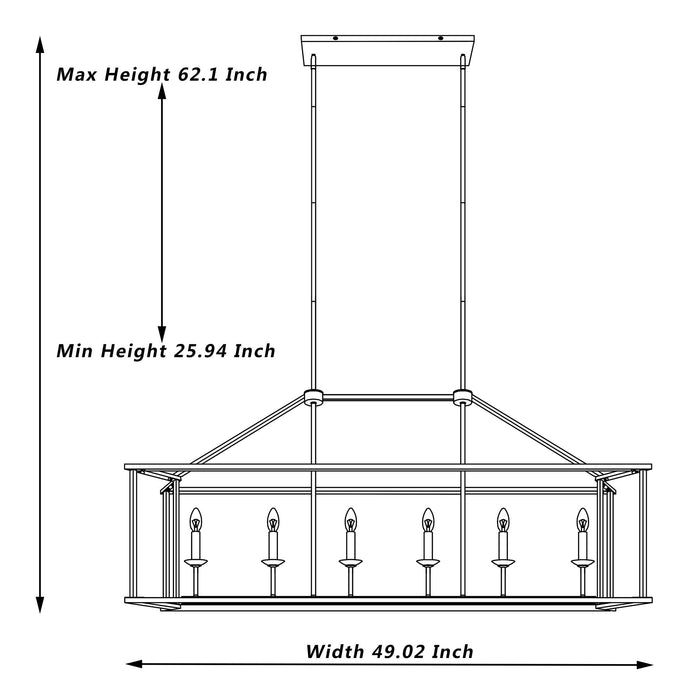 6 Lights Kitchen Island Linear Pendant Chandelier - HomeBeyond