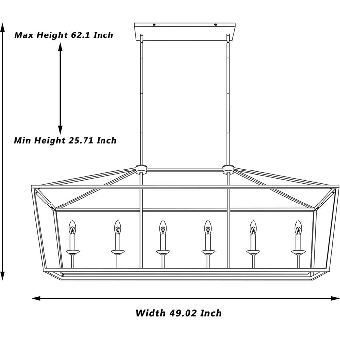 6 Lights Kitchen Island Linear Pendant Chandelier Lighting - HomeBeyond